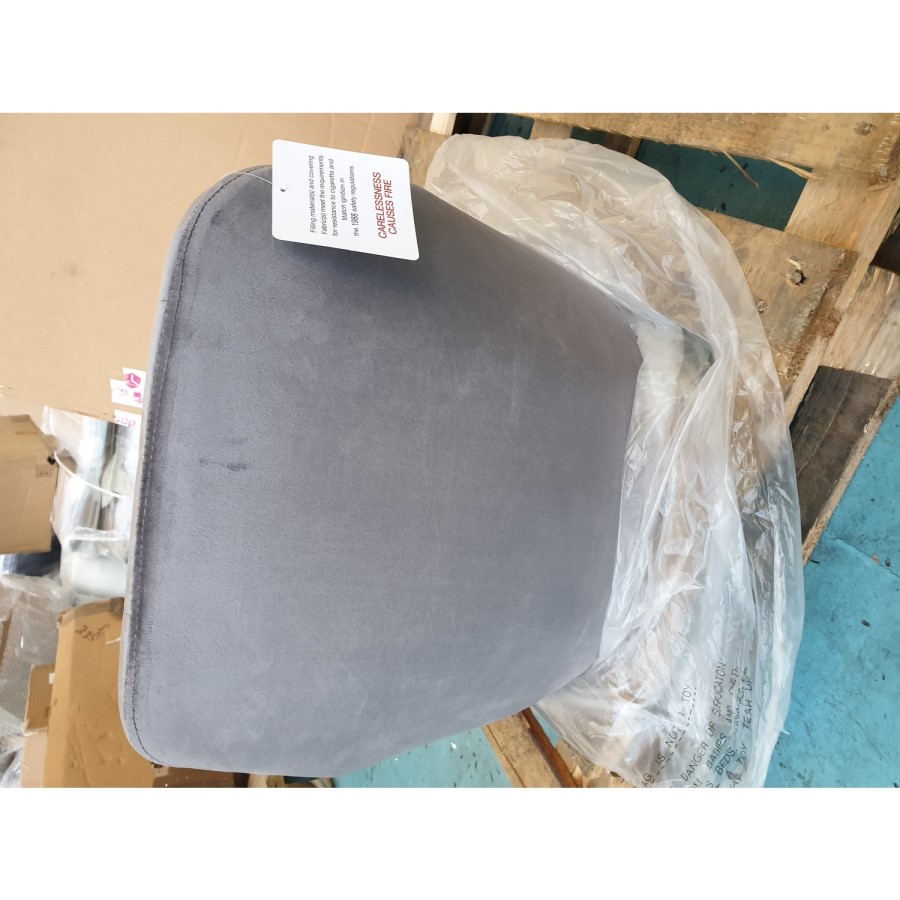 GRADE A2 - Grey Velvet Tub Bar Stool with Chrome Legs - Logan