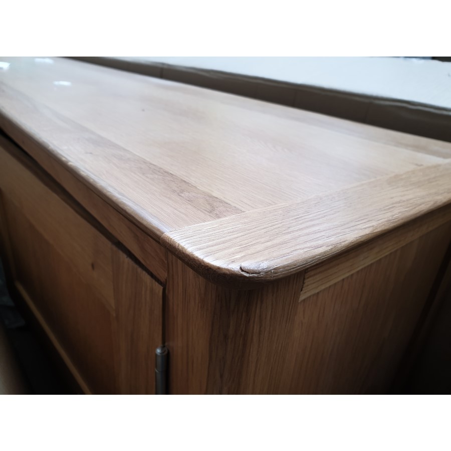 GRADE A2 - Large Solid Wood TV Unit with Storage - TV's up to 70" - Adeline