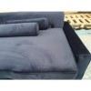 GRADE A2 - Right Hand Facing Navy Blue Velvet Corner Sofa with Bolster Cushions - Seats 3 - Idris