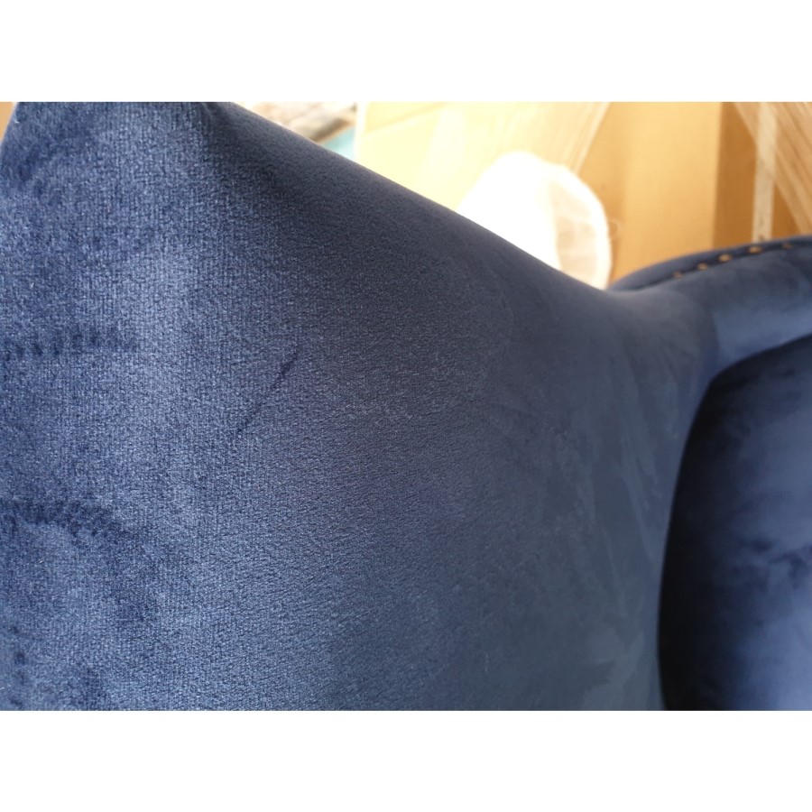 GRADE A2 - Pair of Navy Blue Velvet Dining Chairs with Buttoned Back - Jade Boutique