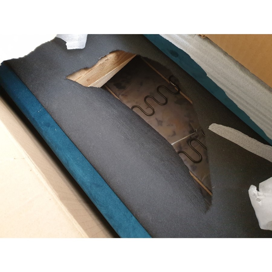 GRADE A2 - Teal Blue Velvet Sofa Bed with Cushions - Seats 3 - Rory