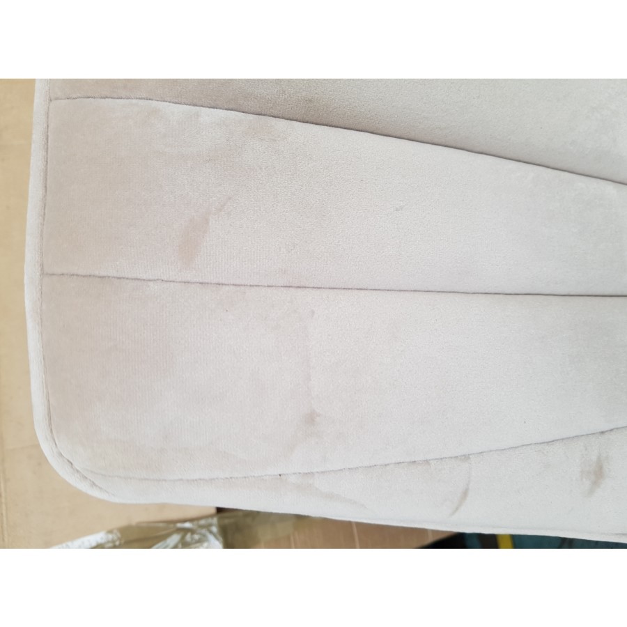 GRADE A2 - Pair of Beige Velvet Ribbed Dining Chairs - Penelope