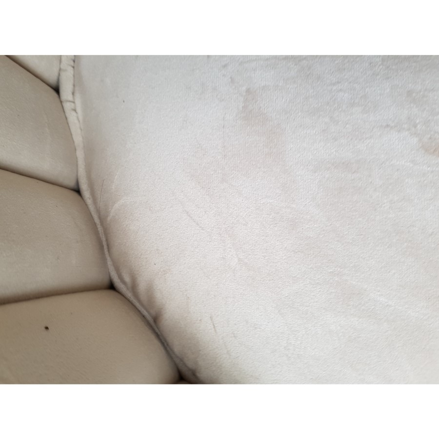 GRADE A2 - Pair of Beige Velvet Ribbed Dining Chairs - Penelope
