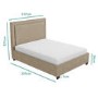 Safina Beige Velvet Double Ottoman Bed with Studded Headboard