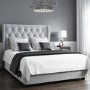 GRADE A2 - Safina King Size Buttoned Wing Back Ottoman Bed in Silver Grey Velvet
