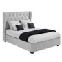 GRADE A2 - Safina King Size Buttoned Wing Back Ottoman Bed in Silver Grey Velvet