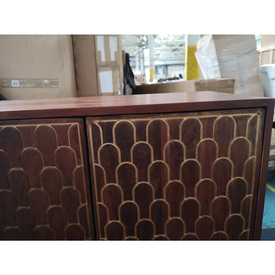 GRADE A2 - Dark Wood Drinks Cabinet - Dejan