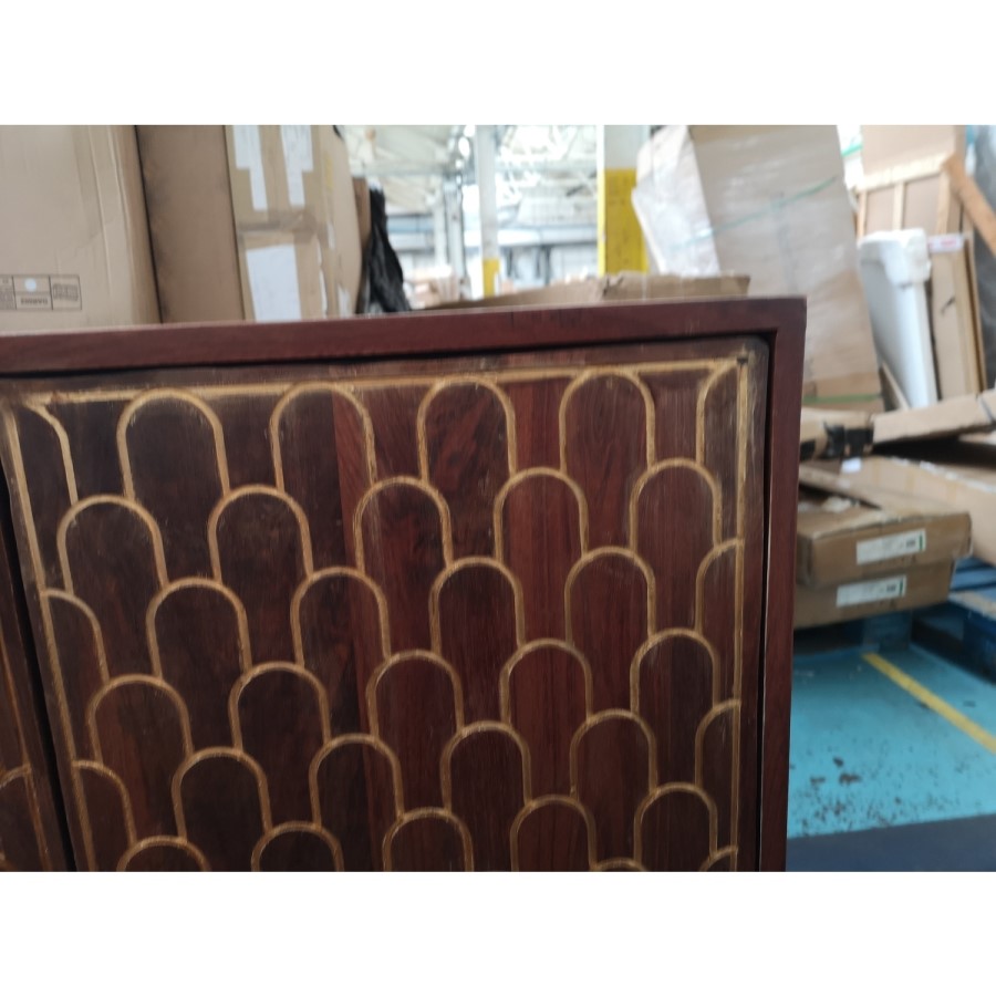 GRADE A2 - Dark Wood Drinks Cabinet - Dejan