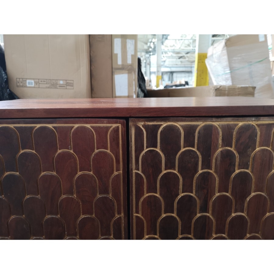 GRADE A2 - Dark Wood Drinks Cabinet - Dejan