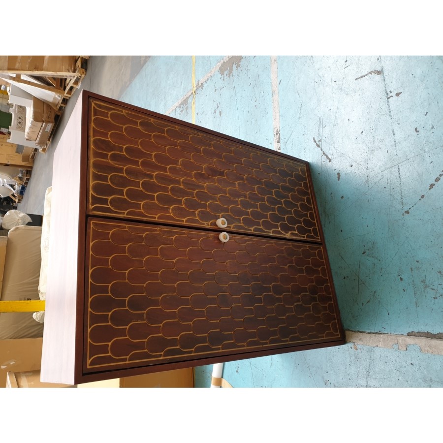GRADE A2 - Dark Wood Drinks Cabinet - Dejan
