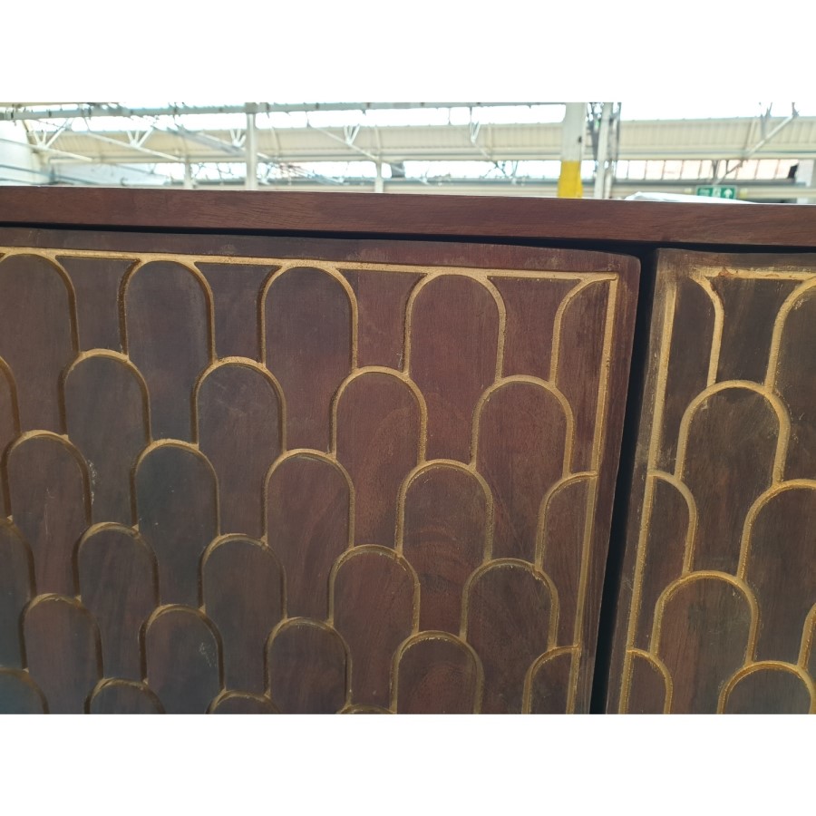 GRADE A2 - Dark Wood Drinks Cabinet - Dejan