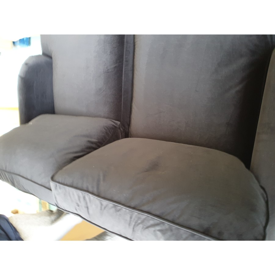 GRADE A2 - Payton Black Velvet 2 Seater Sofa 