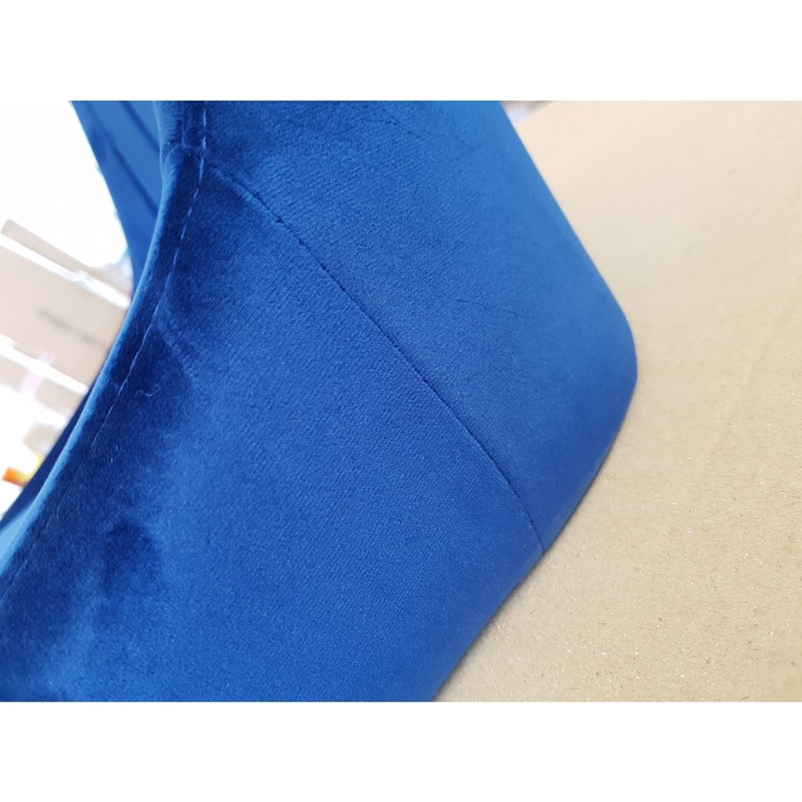 GRADE A2 - Navy Blue Velvet Upholstered Bar Stool - Macie