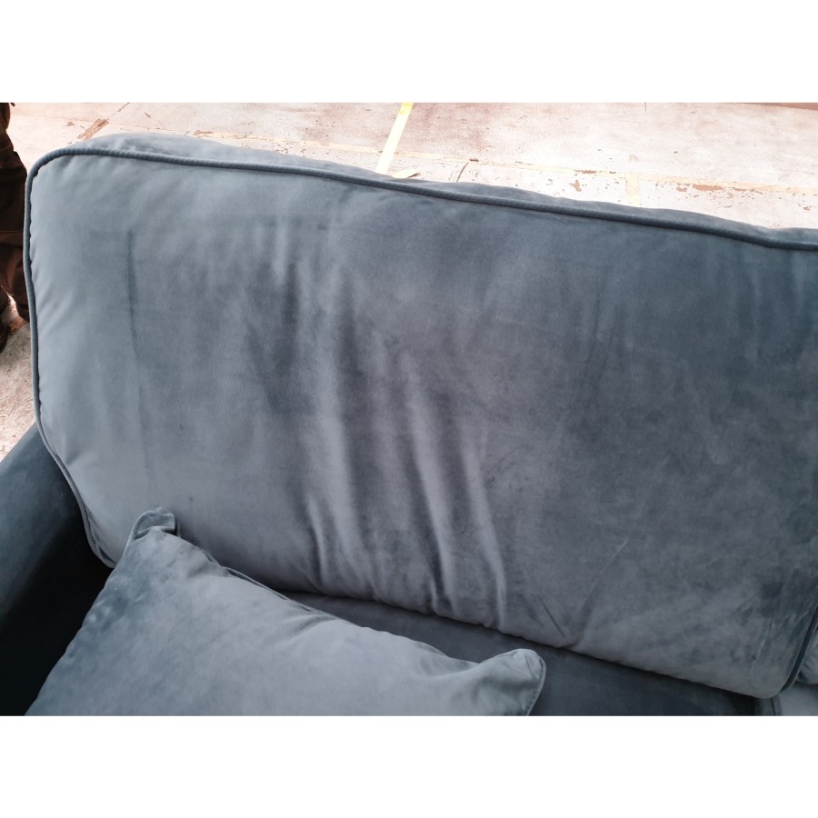 GRADE A2 - Payton Teal Blue Velvet 3 Seater Sofa