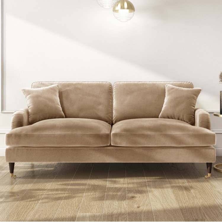 GRADE A2 - Payton Beige Velvet 3 Seater Sofa