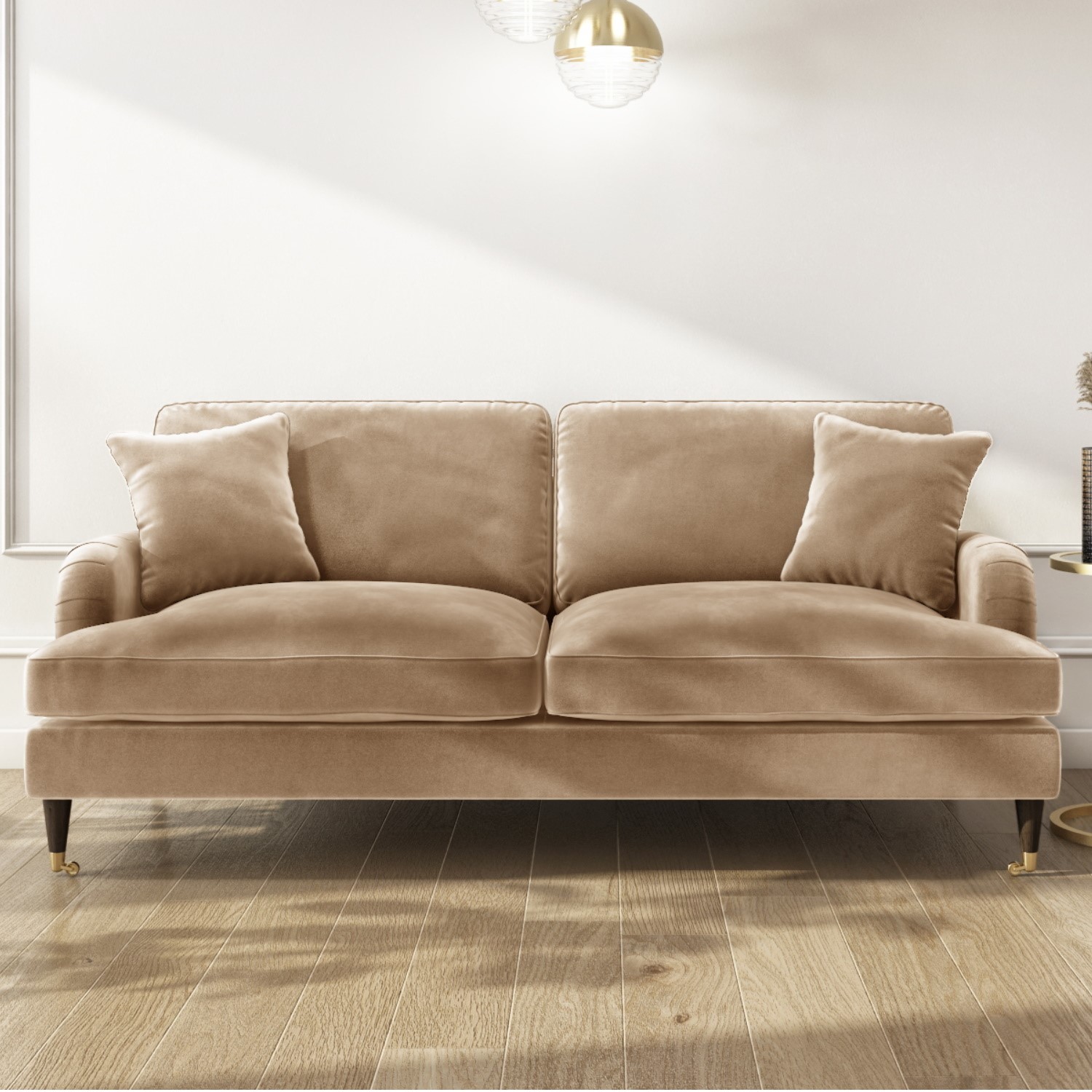 GRADE A2 - Payton Beige Velvet 3 Seater Sofa - Furniture123