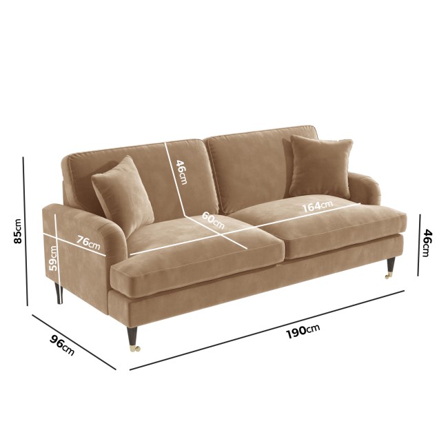 GRADE A2 - Payton Beige Velvet 3 Seater Sofa