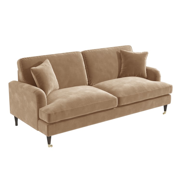 GRADE A2 - Payton Beige Velvet 3 Seater Sofa