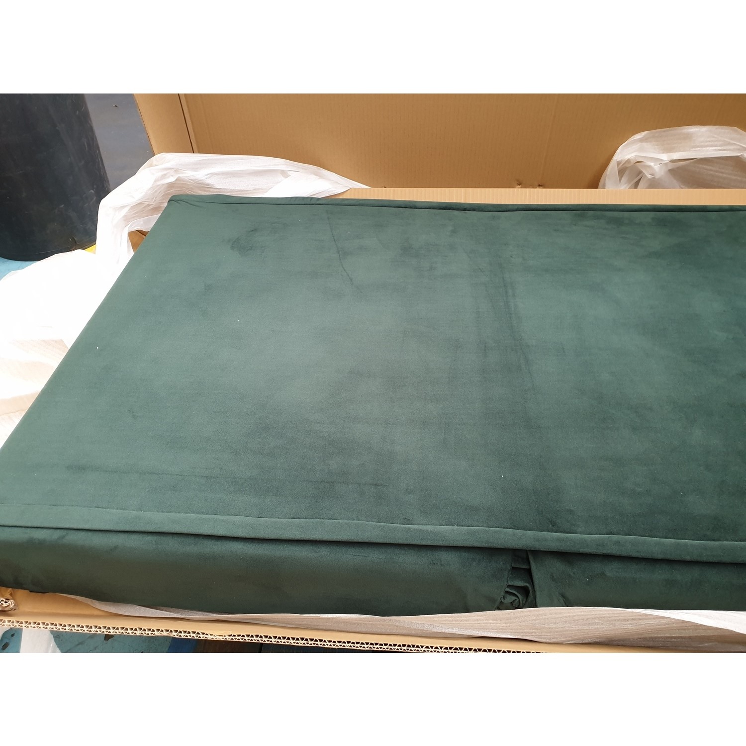 GRADE A2 Single Sofa Bed in Dark Green Velvet with Bolster Cushion Eleni Furniture123