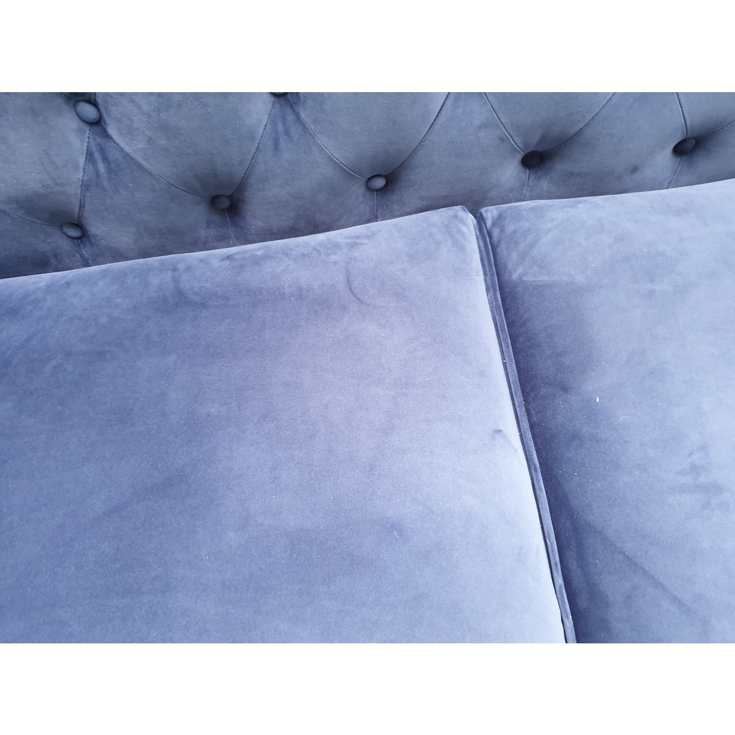 GRADE A2 Chesterfield Sofa in Navy Blue Velvet 3 Seater Inez