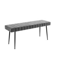 Grey Velvet Dining Bench - Seats 2 - Logan Grey Velvet Dining Bench - Seats 2 - Logan