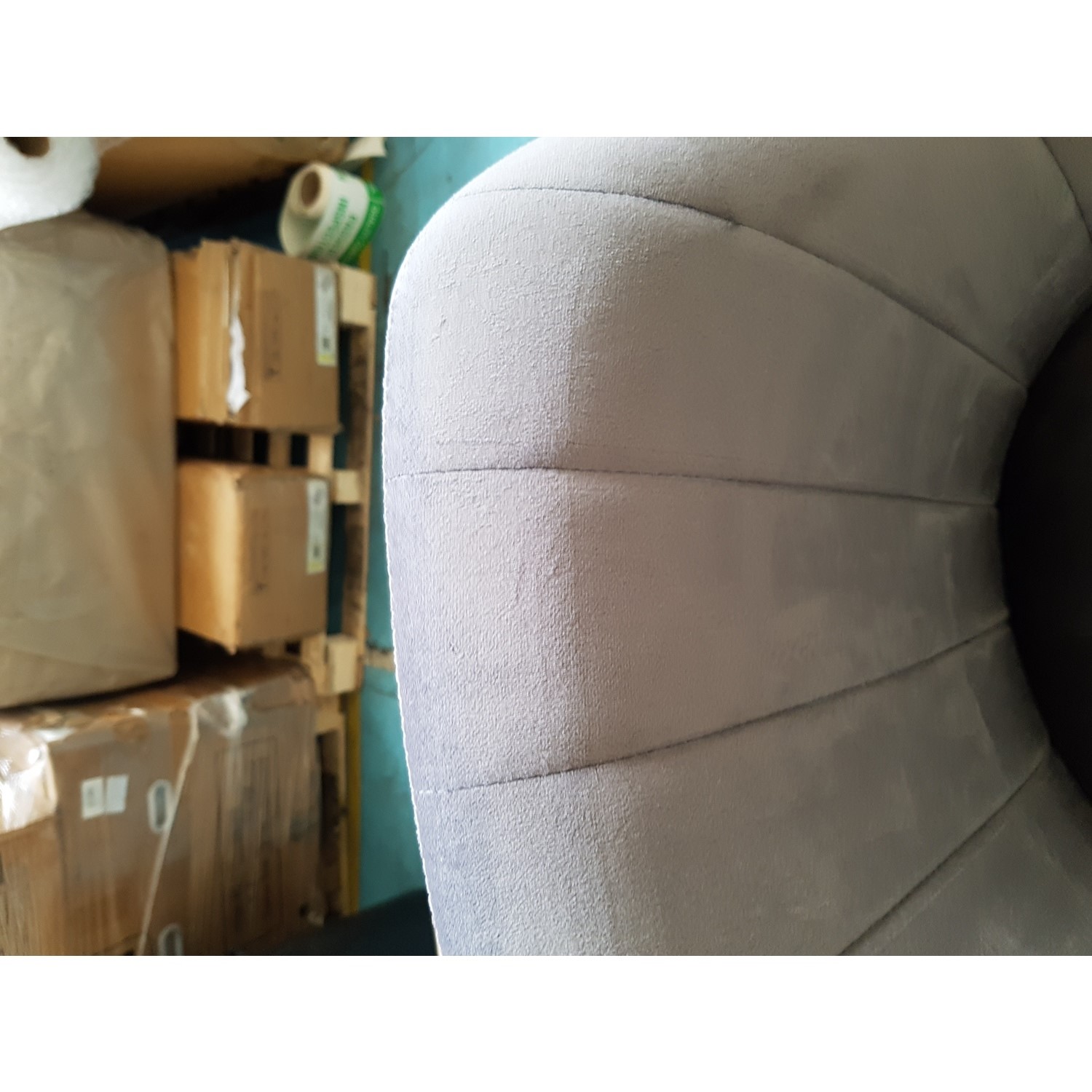 GRADE A2 Grey Velvet Tub Bar Stool with Chrome Legs Logan