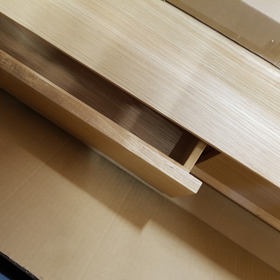 GRADE A2 - Solid Oak Console Table with Drawers - Scandi - Briana