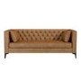 Brown Faux Leather Buttoned 3 Seater Sofa - Luthor