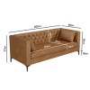 Brown Faux Leather Buttoned 3 Seater Sofa - Luthor