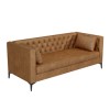 Brown Faux Leather Buttoned 3 Seater Sofa - Luthor