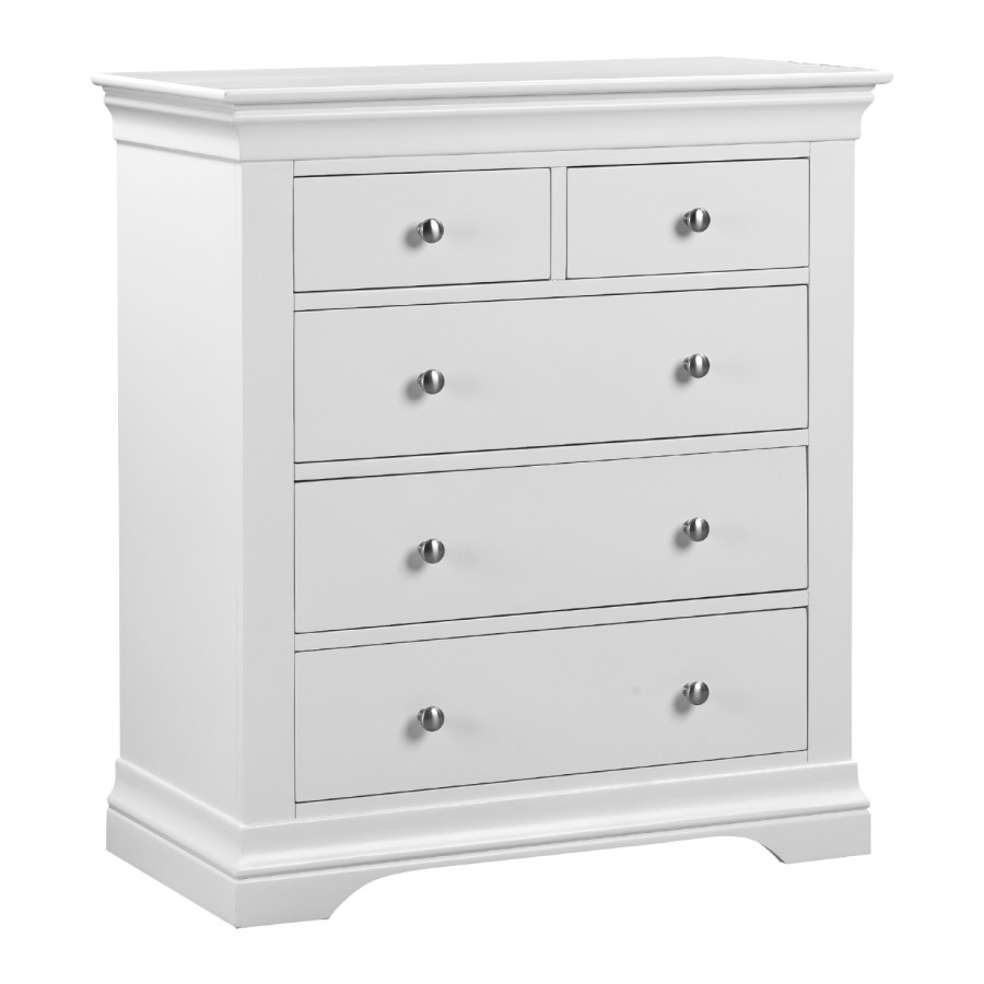 White 3 + 2 Drawer Chest of Drawers - Olivia
