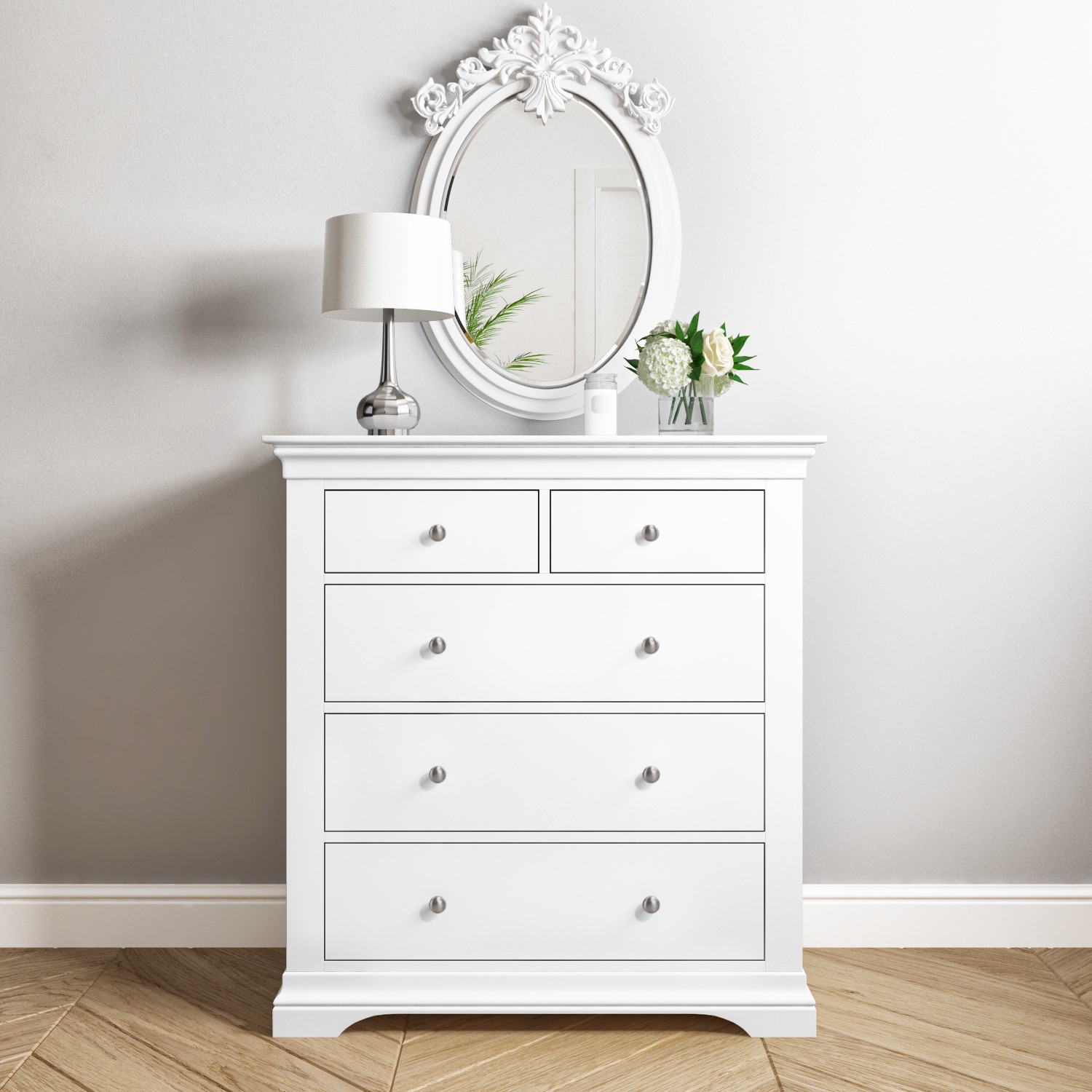 Photo of White 3 + 2 drawer chest of drawers - olivia