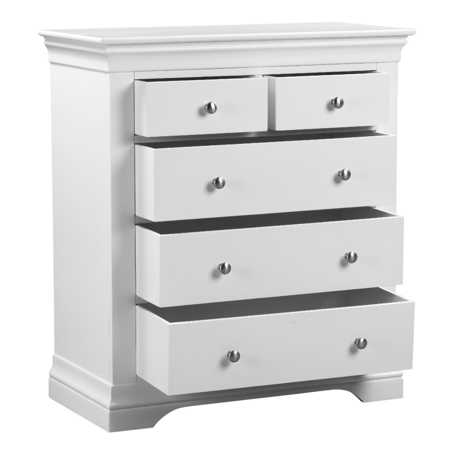White 3 + 2 Drawer Chest of Drawers - Olivia