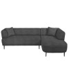 GRADE A2 - Dark Grey Teddy Bear Fabric Corner Sofa - Seats 3 - Teddy