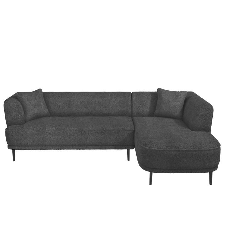 Dark Grey Teddy Bear Fabric Corner Sofa - Seats 3 - Teddy