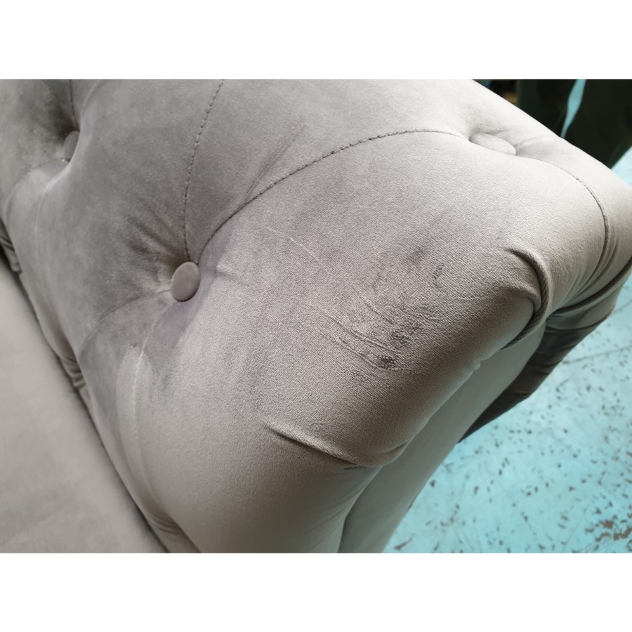 GRADE A2 - Grey Velvet Chesterfield Sofa - Seats 2 - Bronte
