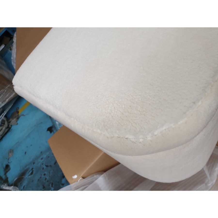 GRADE A2 - Leo Faux Sheepskin Storage Bench in Cream with Natural Legs