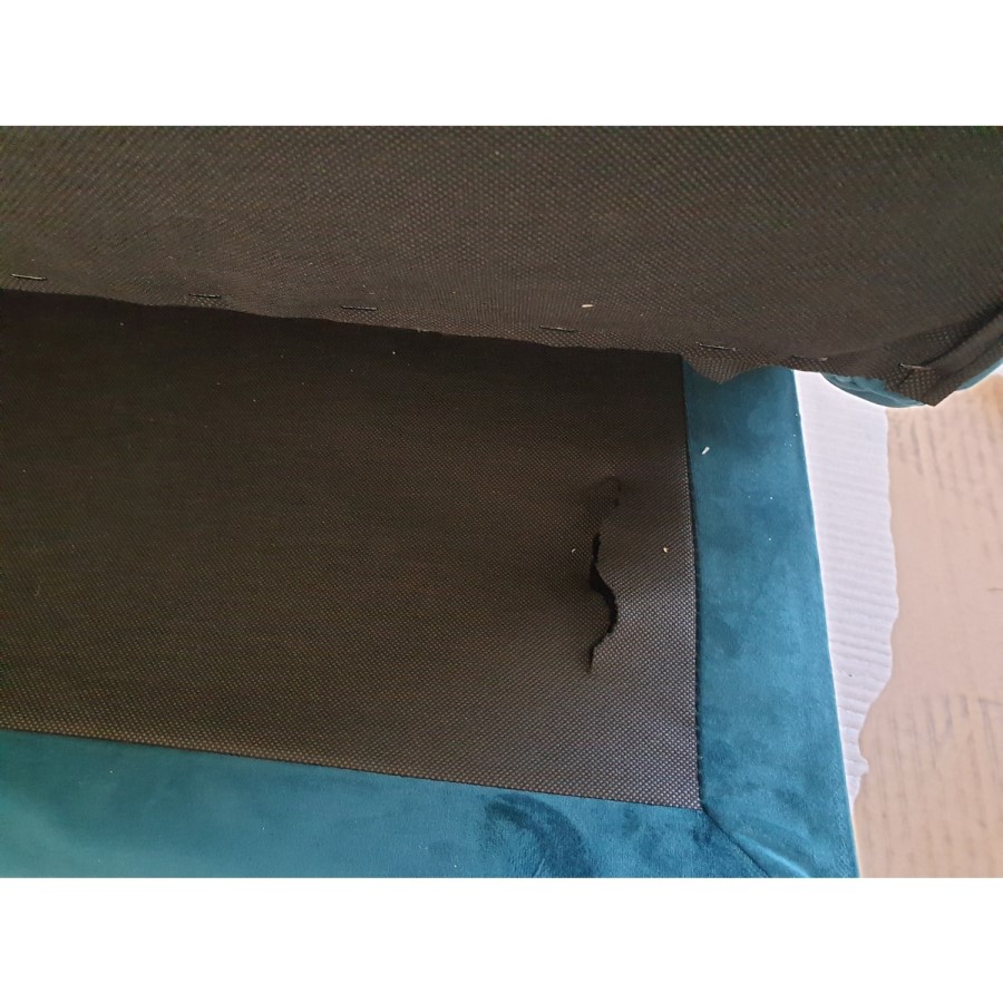 GRADE A2 - Teal Blue Velvet Sofa Bed with Cushions - Seats 3 - Rory