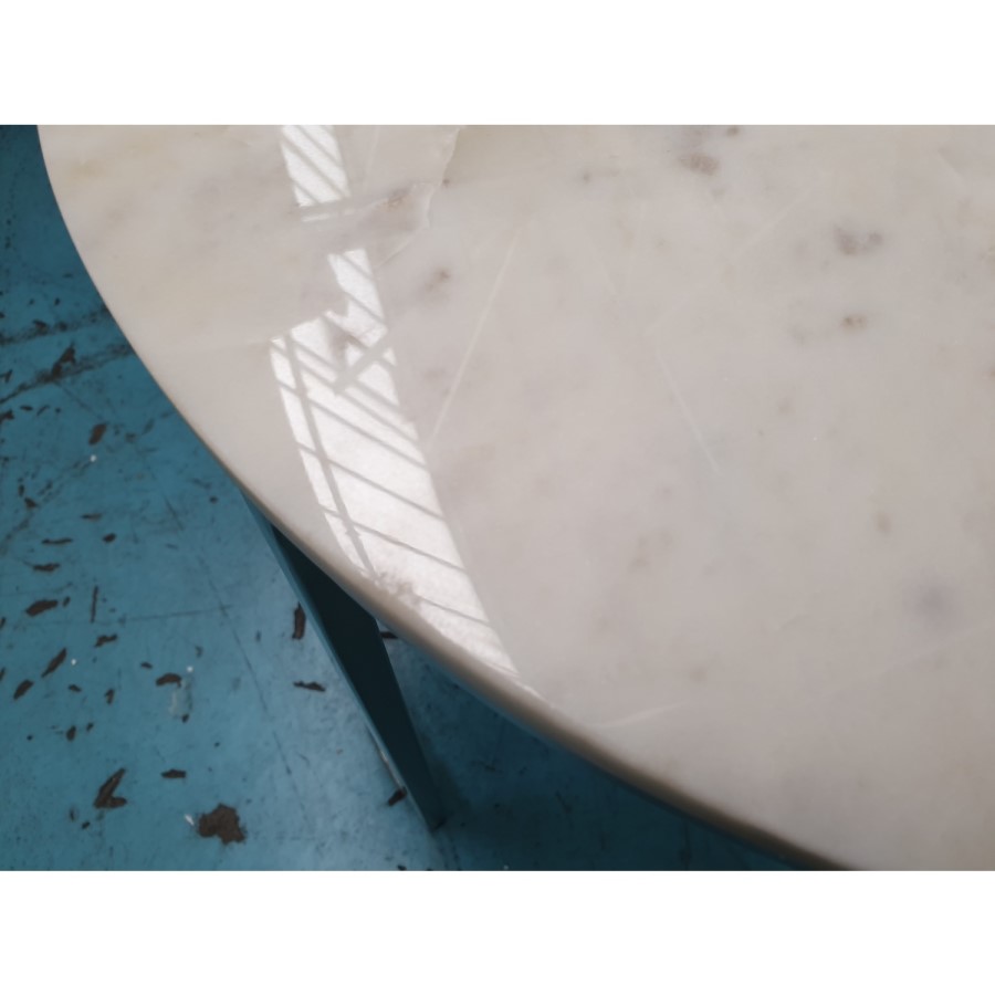 GRADE A2 - Large White Marble Nesting Tables with Silver Base - Set of 2 - Martina