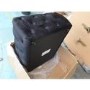 GRADE A2 - Black Velvet Storage Coffee Table with Glass Top - Buttoned - Clio
