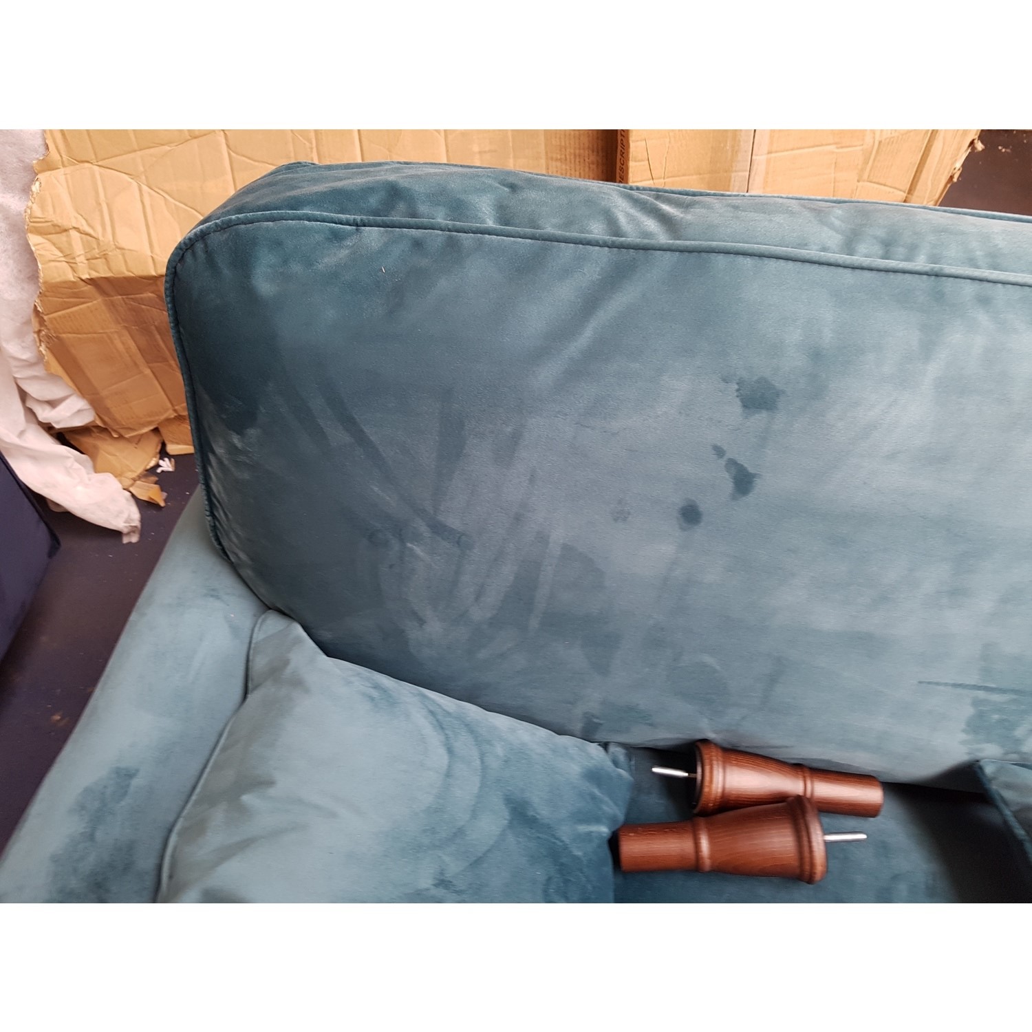 GRADE A2 Teal Blue Velvet Loveseat Payton Furniture123