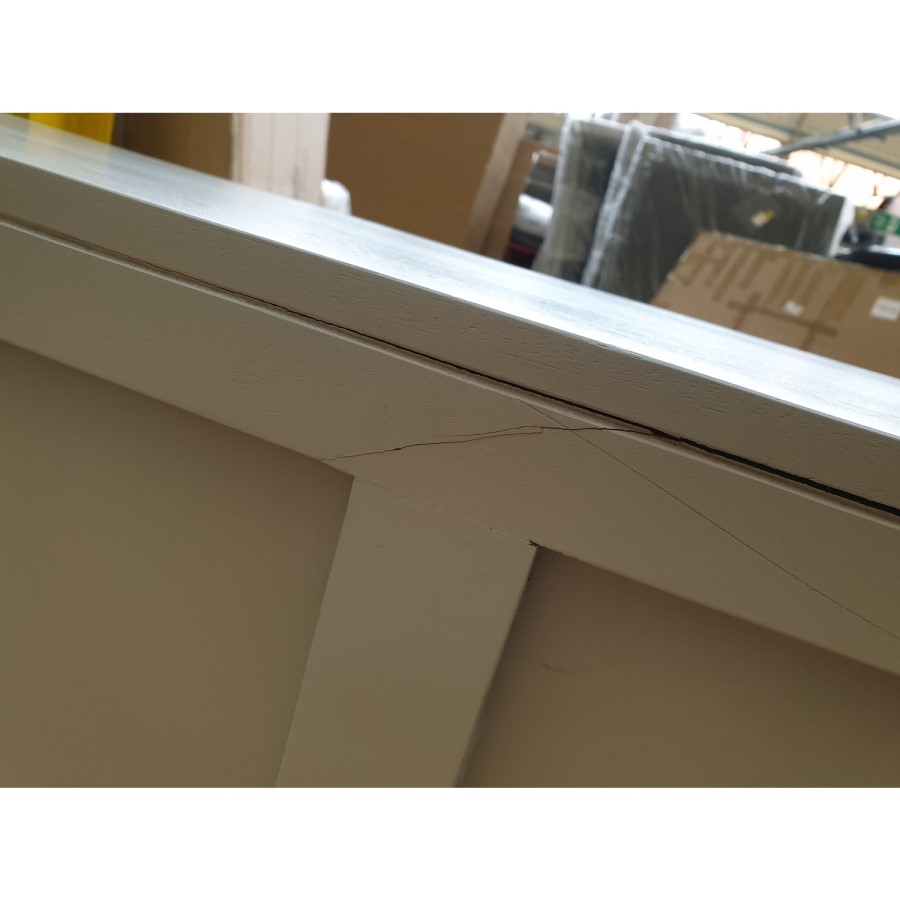 GRADE A2 - Ezra Chevron Wide Chest of Drawers in Pale Grey