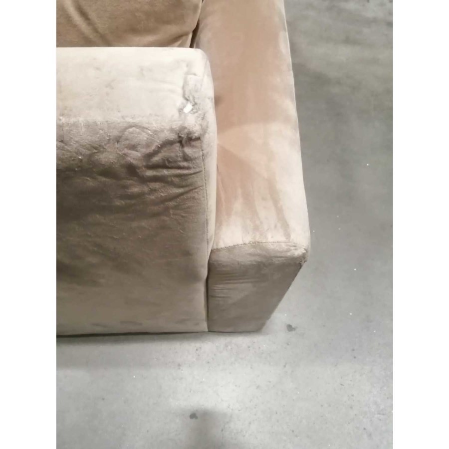 GRADE A2 - Payton Beige Velvet 3 Seater Sofa