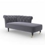 Dark Grey Velvet Chesterfield Chaise Longue Chair - Christiana