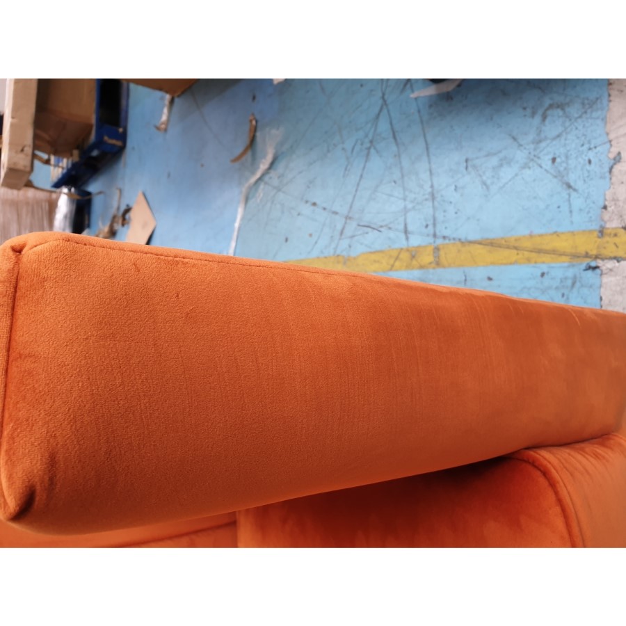 GRADE A2 - Square Velvet Armchair in Orange & Gold - Ivy
