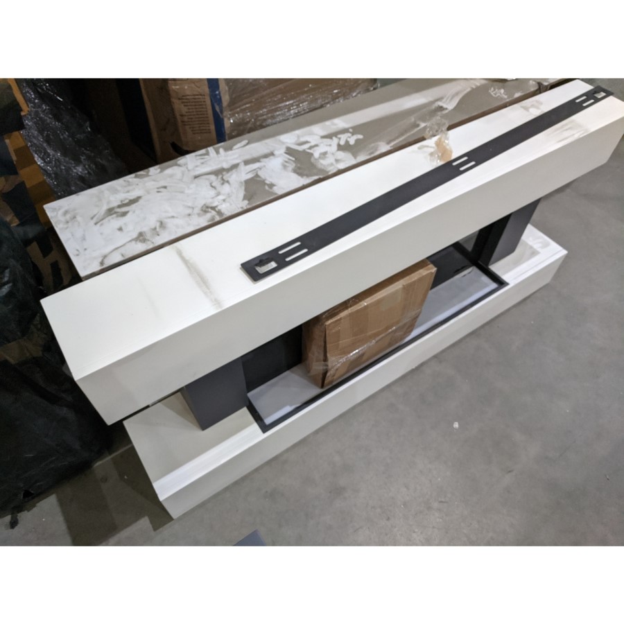 GRADE A2 - White Wall Mounted Electric Fireplace Suite with LED Lights - Amberglo