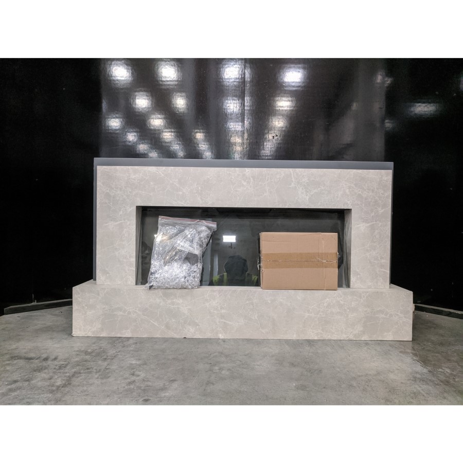 GRADE A3 - Beige Concrete Effect Freestanding Alexa Electric Fireplace - Amberglo