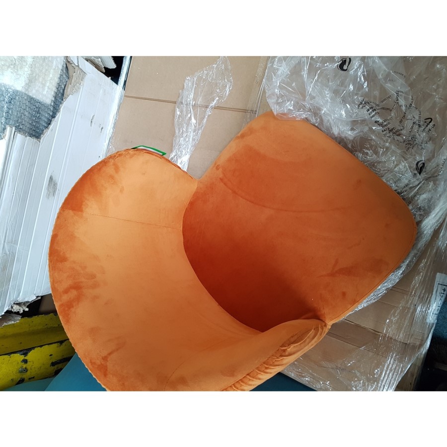 GRADE A2 - Orange Velvet Office Chair with Swivel Base and Pleated Detail - Holly