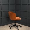 GRADE A2 - Orange Velvet Office Chair with Swivel Base and Pleated Detail - Holly