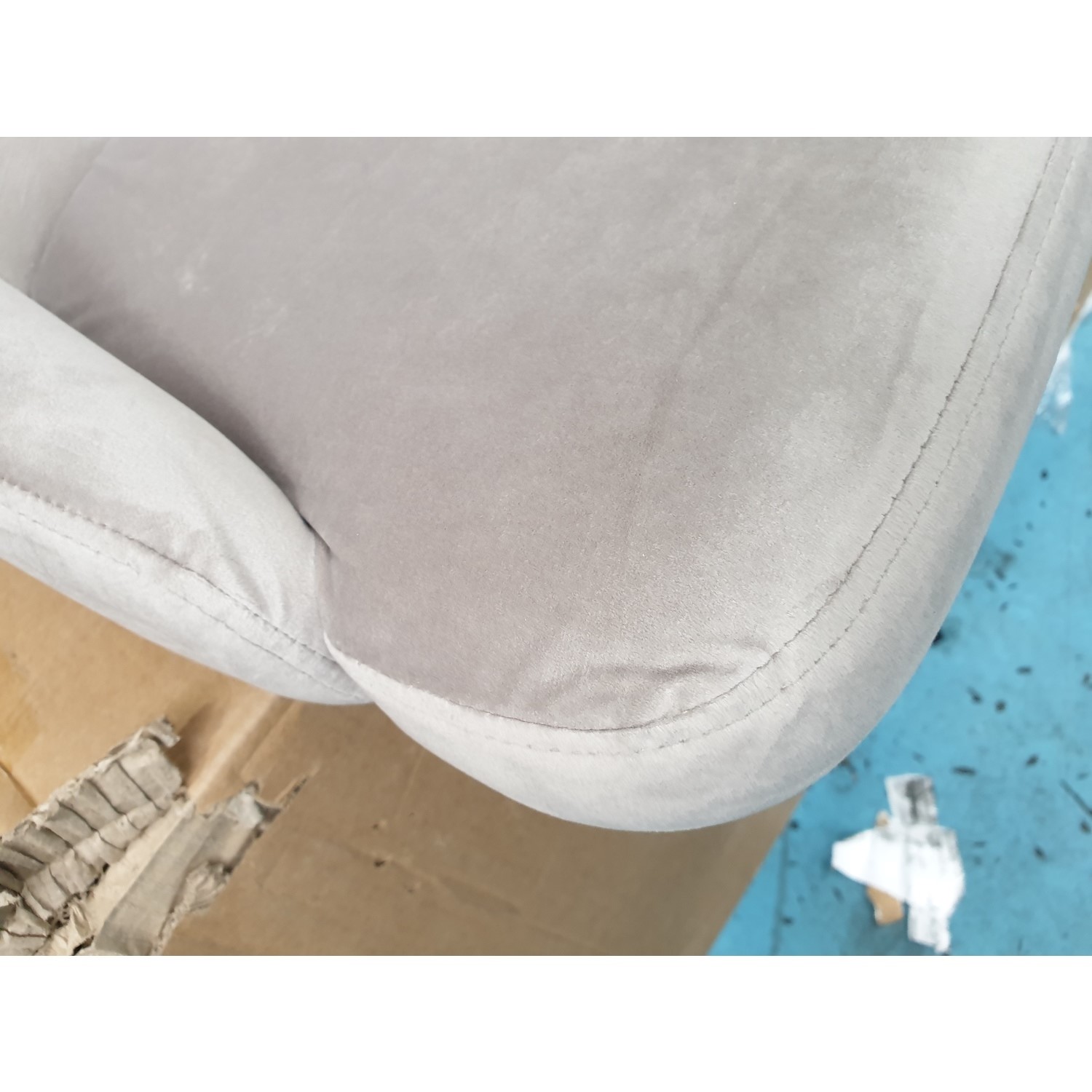 Beige Velvet Button Back Bar Stool 79cm Maddy Furniture123